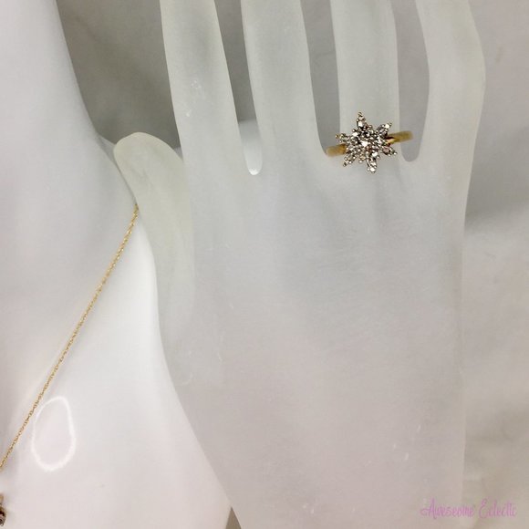 10k Diamond Ring/Earrings/Pendant Snowflake Set - Sz 5.5 - Great Winter Gift! - Picture 8 of 16